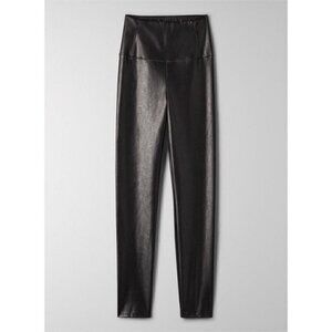 Aritzia Wilfred Daria High Rise Faux Leather Black Pant Leggings - S, tall